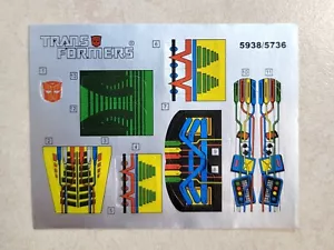 TRANSFORMERS G1 SPRINGER STICKER SHEET RARE! AUTOBOT ROBOT DECALS LABELS - Picture 1 of 2