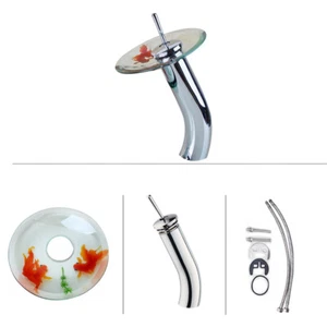 Grifo mezclador de lavabo de baño grifo de cascada de vidrio grifo de agua de vidrio - Imagen 1 de 6