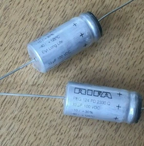 2 x EVOX RIFA PEG 124 33uF 100V axial electrolytic capacitors LONG LIFE  Z3453 - Picture 1 of 3