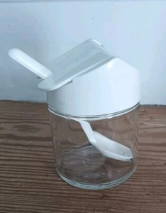 Vintage Gemco Zuckerdose weiß Klappdeckel mit Löffel - Bild 1 von 9
