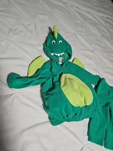 Carters Halloween Green Dinosaur Plush Costume Zip Vest Tail Hood Sz 6-9 Months - Picture 1 of 3
