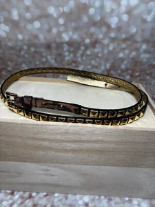 Michael Kors Gold Studded Leopard Embossed Leather Skinny Belt Size Large - Picture 1 of 7