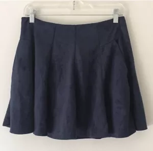 Gonna Lei e Cielo Mini Corta Scamosciata Svasata Sopra il Ginocchio Blu Tasche Grande Tinta Unita - Foto 1 di 5