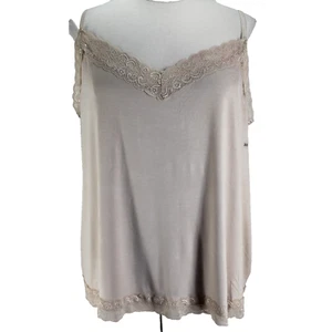 Camiseta sin mangas Lane Bryant The Lace Cami para mujer talla 26/28 bronceada correas ajustables - Imagen 1 de 8