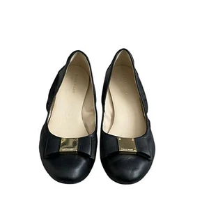 Zapatos planos de ballet Cole Haan Tali con arco para mujer talla 6 bailarina de cuero negro - Imagen 1 de 8