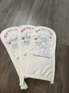 New 3 Cherished Teddies Kiss The Cook Oven Mitts 1999 Set Of 3 Never Used - Picture 1 of 6