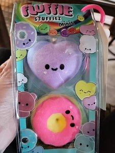 Fluffie Stuffiez Minis Purple Heart Candy and Pink Donut NEW!!! - Picture 1 of 2