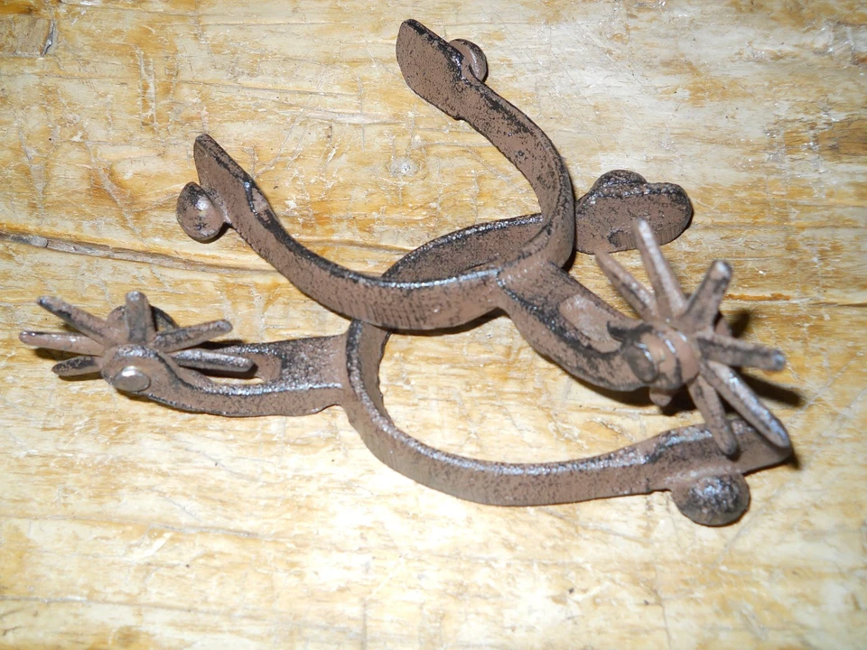 Cast Iron SPURS Rodeo Cowboy Western Rustic Home Decor Texas Spur Boots  - Image 1 of 1