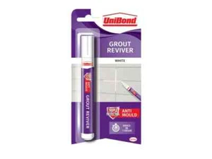Unibond Revive The look of Bathroom Wall White Grout Reviver Pen 7ml UNI998703 - Picture 1 of 3