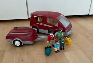 Playmobil 3213 Auto in rot mit Fahrradanhänger mit Zubehör - Bild 1 von 4