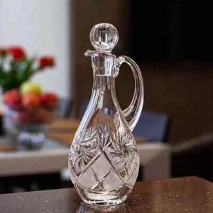 16 oz Hand-Cut Crystal Decanter with handle, Elegant Design with Stopper | NEMAN - Picture 1 of 3