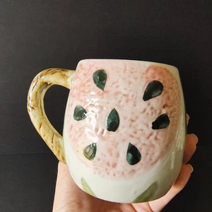 Vintage Wassermelone Tassen 4er Set Pastell Glanz Keramik Sommer Deko Kaffee Tee - Bild 1 von 12