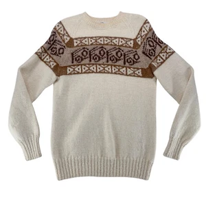 Suéter de Lana de Alpaca M/L Marfil Marrón Hank Tejido Pullover Jersey Fotrama Bolivia - Imagen 1 de 7