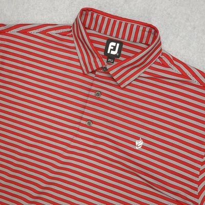 Polo de golf FootJoy para hombre XLShirt rojo gris a rayas manga corta atlético Foto 1 de 4