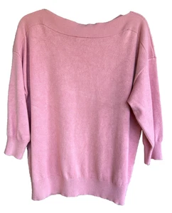 Chicos Sweater Womens M Pink Boat Neck Pullover Minimalist Classic 3/4 sleeve - Picture 1 of 8