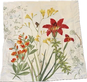 Pottery Barn Bloomfield Euro Pillow Sham Botanical Lily Butterfly Organic Cotton - Bild 1 von 11