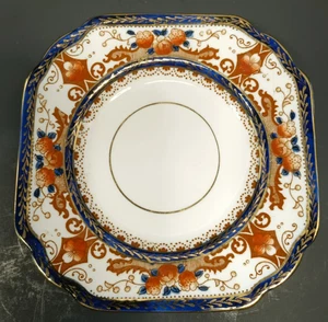 Melba Bone China Made in England Square Plate Flowers with Blue and Gold Trim - Picture 1 of 10