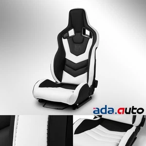 Reclinable PVC EVO-Series 1PC Racing Seats Car Seat Black-White w/Sliders - Picture 1 of 11