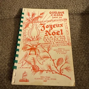 Vtg 1st Ed Quelque Chose pour un Joyeux Noel Cookbook Cajun Christmas Recipes - Picture 1 of 8