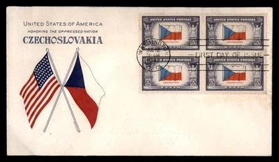 Mayfairstamps US FDC 1943 Flag of Czechoslovakia Block First Day Cover aau_89659 - Image 1 of 2
