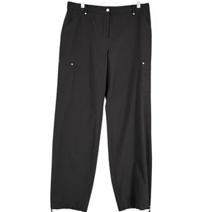 Zenergy Chicos Black Straight Leg Side Pockets Drawstring Hem Cargo Pants MP - Picture 1 of 7