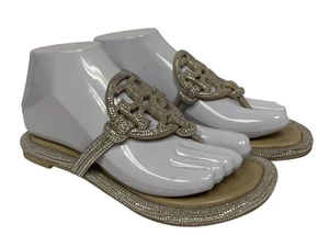 Sandalia para mujer Tory Burch Miller Pave cuero gris brillante anudado talla 5,5 - Imagen 1 de 11