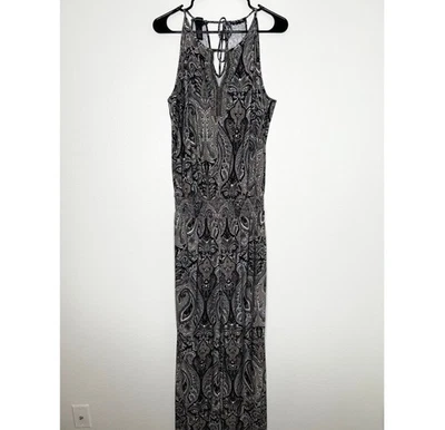 INC 女式灰色和棕色佩斯利无袖串珠汗布连身裤 — 第 1/4 张图片