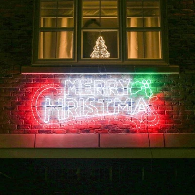 200x80cm Large LED Merry Christmas Light Sign - image 1 of 4