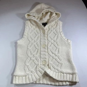 Chaleco Suéter Preppy Con Capucha Tejido con Cable Sonoma De Colección Y2K - Blanco Wms Mediano - Imagen 1 de 11