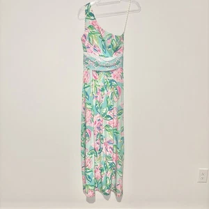 Lilly Pulitzer Malia One Shoulder Maxi Dress Totally Blossom Floral Size Small - Bild 1 von 8