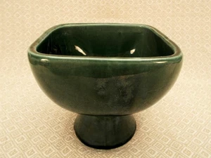 Vintage Hull USA F44 Pedestal Square Bowl Planter Glazed Dark Green Mid Century - Picture 1 of 8