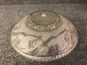 Vtg 11.5" Art Deco Frosted Glass Floral Design Ceiling Light Fixture Lamp Shade - Picture 1 of 4
