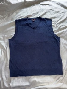 Linea Uomo Sweater Vest Men’s 2xl Blue Sleeveless V Neck Knit Stretch Winter - Picture 1 of 6