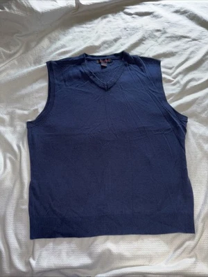Linea Uomo Sweater Vest Men’s 2xl Blue Sleeveless V Neck Knit Stretch Winter - Image 1 of 4