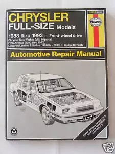 Manual de reparación de automóviles Haynes Chrysler tamaño completo 88-93 usado - Imagen 1 de 1