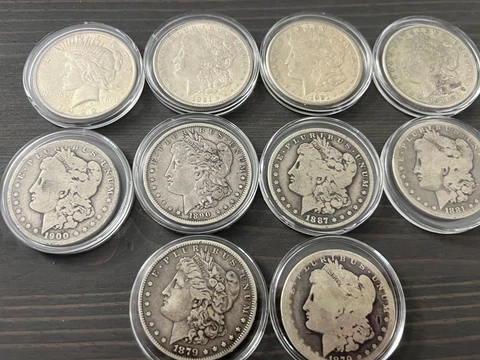 10 Pc Lot US Morgan Silver $1s 1879-1922 - selling personal collection as is! Cover