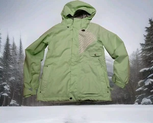 VOLCOM THERMONITE 8K HOODED SKI JACKET in Womens Small Light Lime/White Pattern - Picture 1 of 13