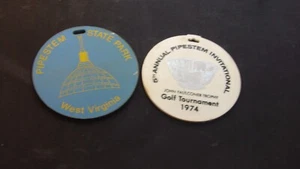 Two Circa 1970's Pipestem State Park Golf bag Tags - Picture 1 of 2