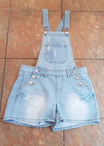 New Look Womens/Girls Distressed Denim Dungarees - UK 8 Excellent Condition - Picture 1 of 2