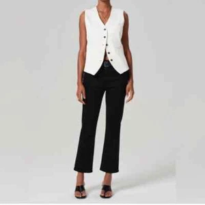 New NWOT Citizens Of Humanity Isola Cropped Bootcut Black Soft Velvet Pants 27 - Picture 1 of 12