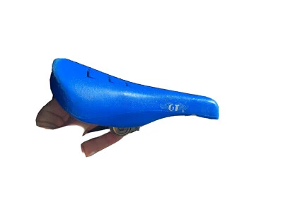 GT SEAT w Gold guts White WING LOGO Bmx VISCOUNT 2188 BLUE EARLY chrome rails - Image 1 of 4