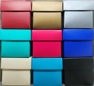 Block Colour Gift Box & Lid Square Rectangle Matte Laminate Gloss, Choose Colour - Picture 1 of 146