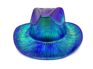 Holographic Purple Western Cowboy Hat Festival Punk Rave Goth Cosplay Concert - Picture 1 of 6