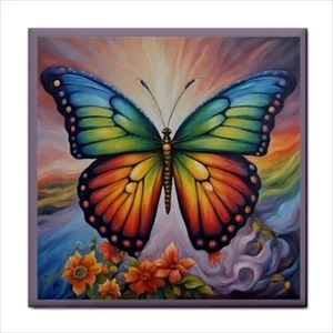 Rainbow Butterfly Ceramic Tile Vintage Style Backsplash Border Colorful Wall Art - Picture 1 of 2
