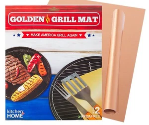 Copper Grill Mat – Set of 2 Nonstick Heavy Duty Reusable FDA Approved Bake Sheet - Picture 1 of 8