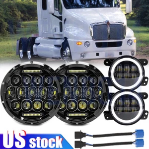 7 Inch LED Headlamp Headlights & 4'' Fog Lights 30W for Kenworth T2000 1998-2010 - Picture 1 of 18