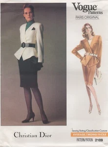 Vogue Sewing Pattern 2109 Suit Jacket Skirt Christian Dior Size 12 14 16 Vtg 80s - Picture 1 of 13