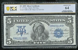 US 1899 $5 Chief Silver Certificate Napier/McClung Note FR 275 PCGS 64 (189) - Picture 1 of 2
