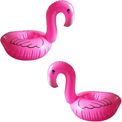 2 Aufblasbare Flamingo Getr�nkehalter Badewanne Pool Tier Getr�nk Strand Deko - Bild 1 von 4