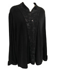 Chico's Travelers Size 3 Cardigan Jacket Black Tunic Top  Floral Travel Knit Top
